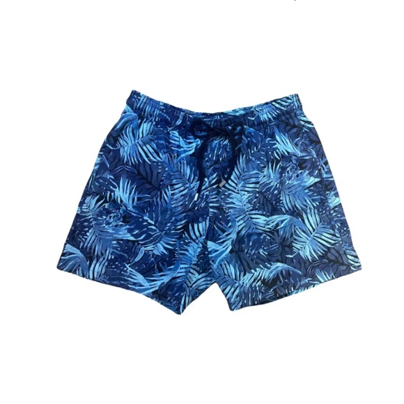 Vilebrequin Men's Navy Blue Swim Shorts Palm Leaf Print Sz XXL